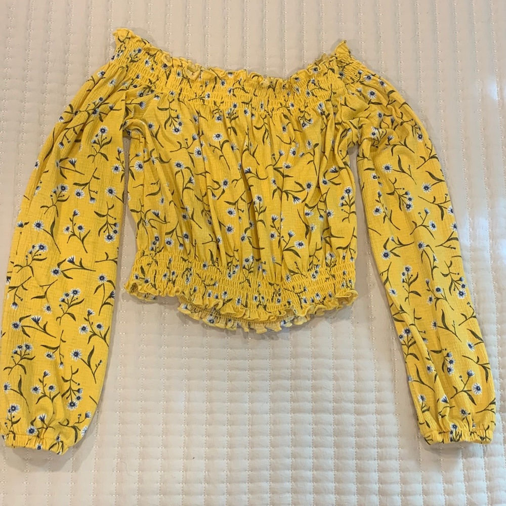 H&M Yellow Floral Off-Shoulder Blouse